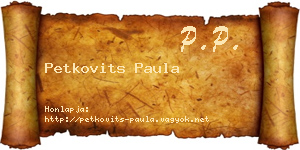 Petkovits Paula névjegykártya